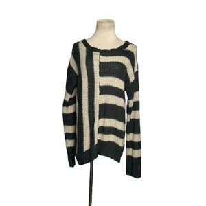 Level Eight plus gray cream striped long sleeves sweater size 2X